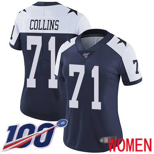 Women Dallas Cowboys Limited Navy Blue La el Collins Alternate #71 100th Season Vapor Untouchable Throwback NFL Jersey->women nfl jersey->Women Jersey